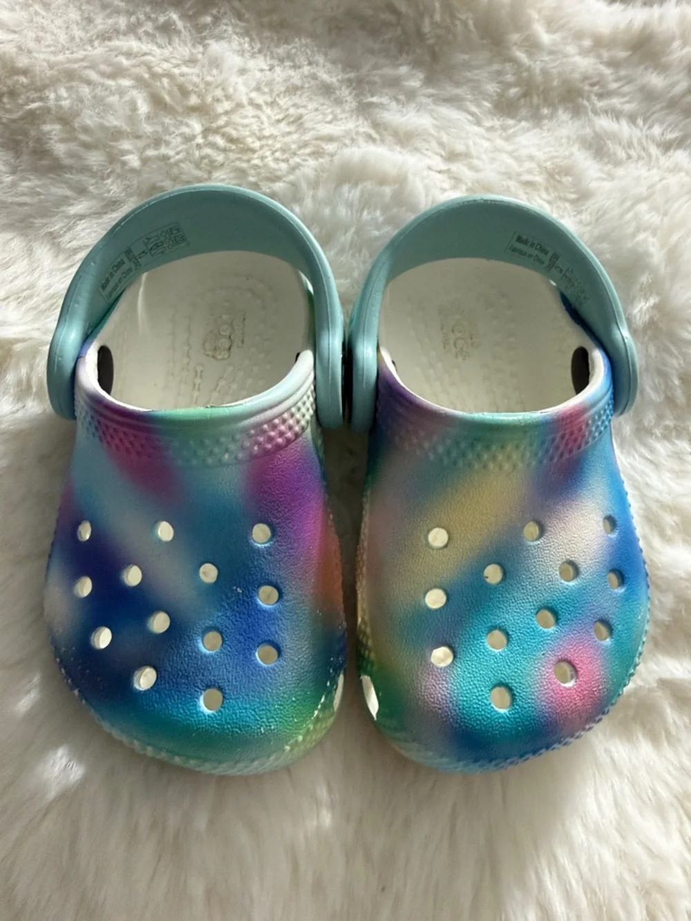 CROCS Tie-Dye Pastel Clog in Blue, Purple, Green
